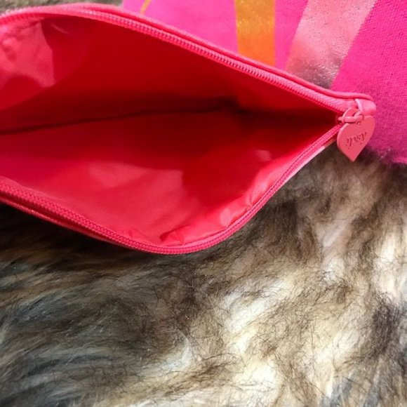 Hot Pink Metallic Gal Pal Canvas Tote & Stripe Faux Leather Pouch - Picture 11 of 14